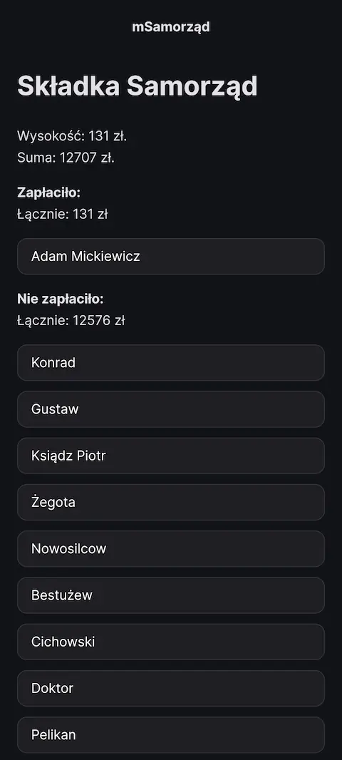 Widok szczegółów składki