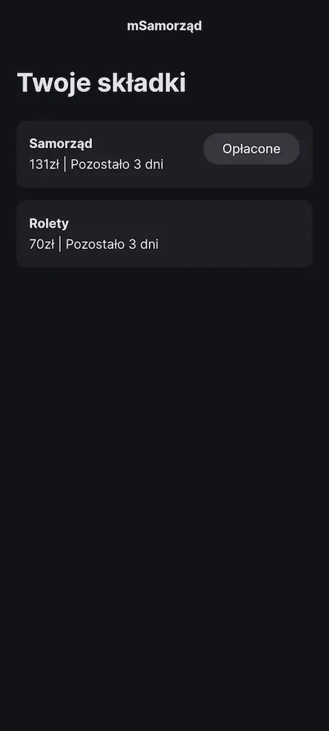 Widok składek jako uczeń